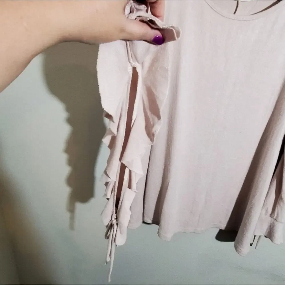 LOVE in super soft pink ruffled sleeve sweater size‎ medium